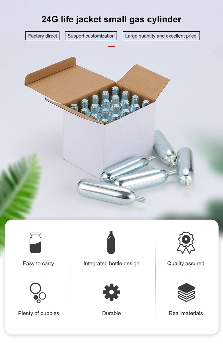 24g Threaded CO2 Cartridges For Inflatable Life Jacket