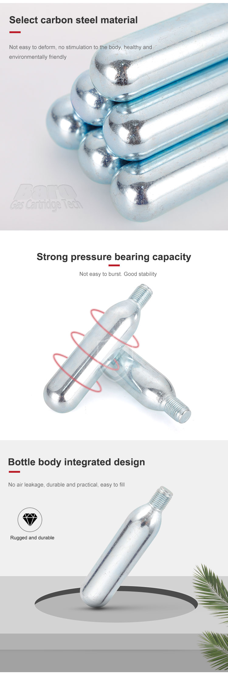 24g Threaded CO2 Cartridges For Inflatable Life Jacket